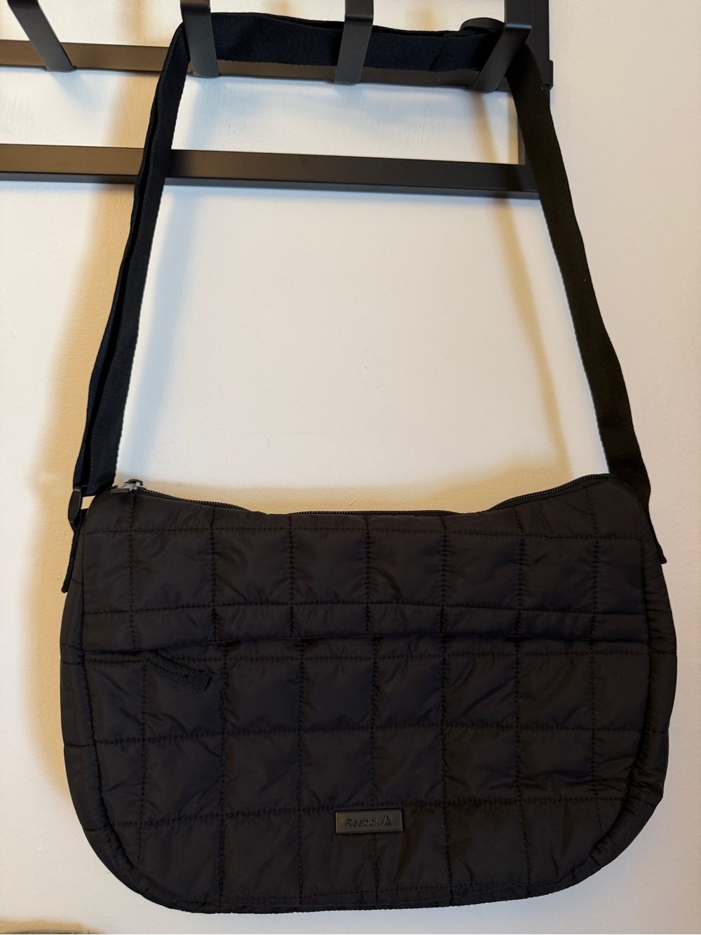 Reebok Black Crossbody Sling Bag with White Logo Tag